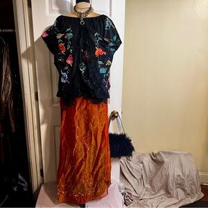 New Anthropologie RUBY YAYA Woven Cotton Embroidery Sequin Lace Festival Top L